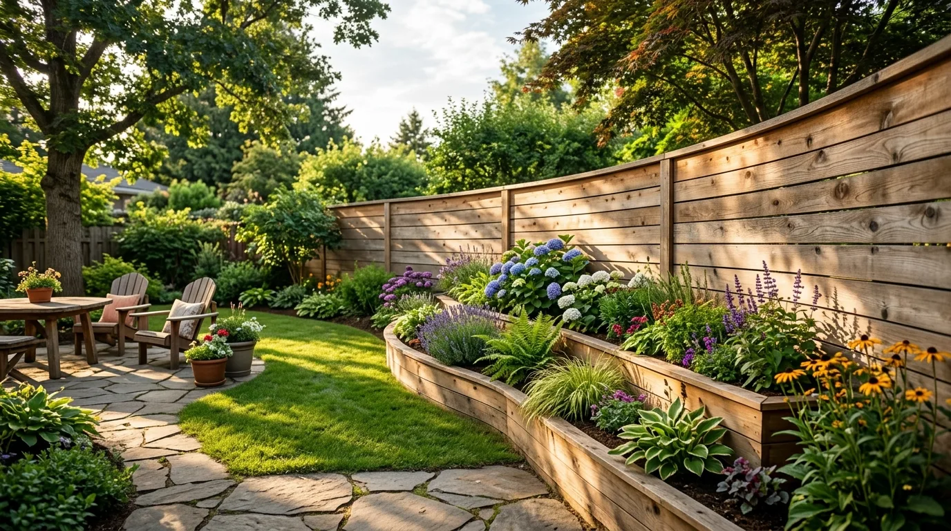 Curved Horizontal Wood Fence Design